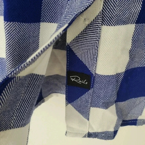 Rails Hunter Size S Button Front Collared Blouse Blue White Buffalo Che… - Picture 5 of 9